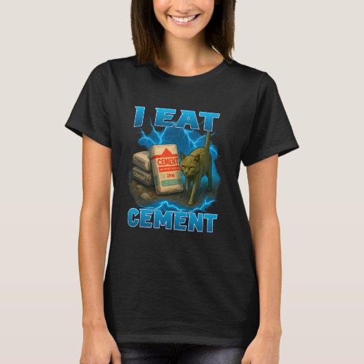 Ik Eet Cement Grappige Internet Kat Meme Rare Ontw T-shirt (Voorkant)
