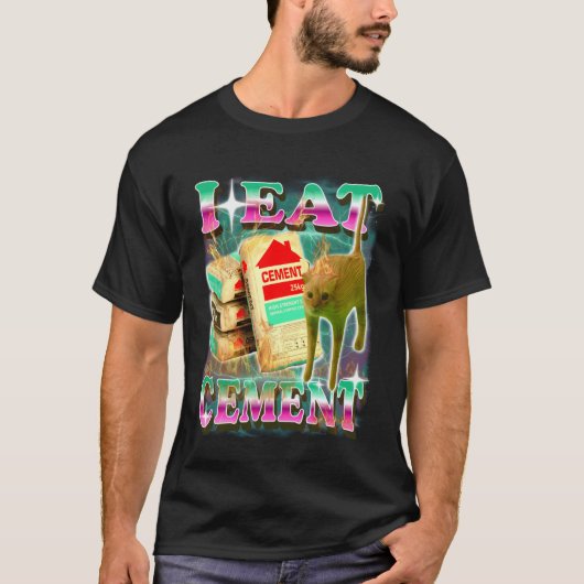 Ik Eet Cement Grappige Kat Meme Absurd Surreal Gen T-shirt (Voorkant)