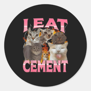 Ik Eet Cement Grappige Kat Meme Internet Memes Gra Ronde Sticker