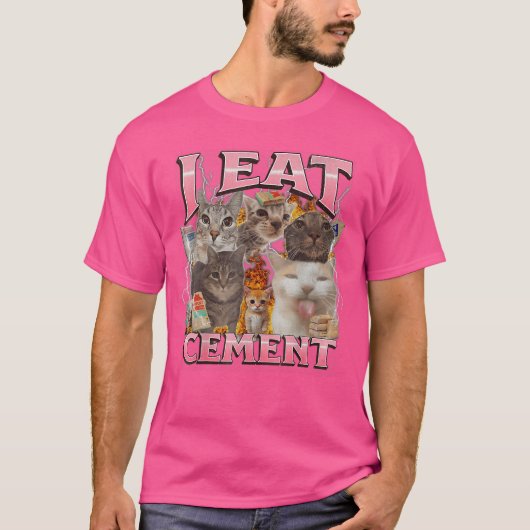 Ik eet cement Grappige kat meme Internet memes gra T-shirt (Voorkant)