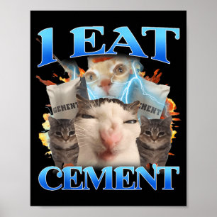 Ik eet cement Grappige Kat Meme Mannen Vrouwen Kin Poster