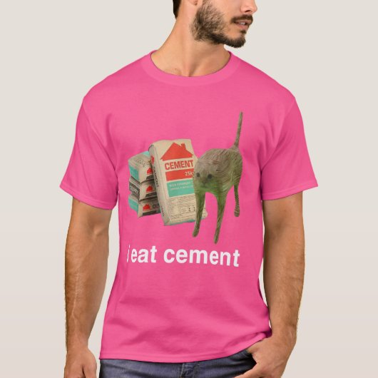 Ik eet cement grappige kat offensief ongepaste adu t-shirt (Voorkant)