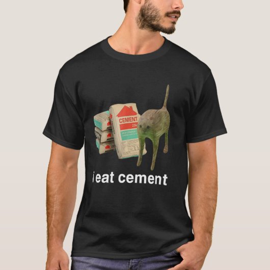 Ik eet cement grappige kat offensief ongepaste adu t-shirt (Voorkant)
