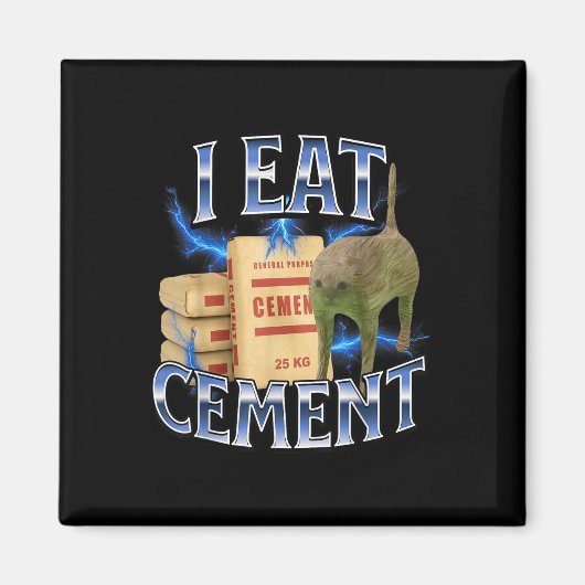 Ik Eet Cement Vervloekte Kat Grappig Ongewoon Spec Magneet (Voorkant)