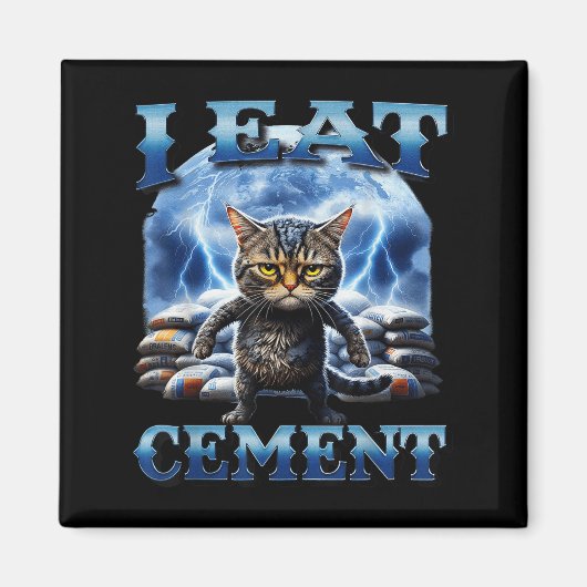 Ik eet cement vervloekte kat grappig vreemd specif magneet (Voorkant)