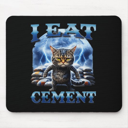 Ik eet cement vervloekte kat grappig vreemd specif muismat (Voorkant)