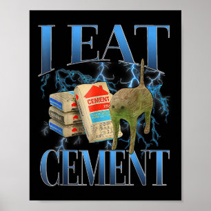 Ik eet cement vervloekte kat grappig vreemd specif poster