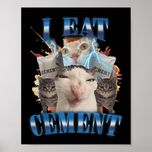 Ik eet cement vervloekte kat grappig vreemd specif poster (Voorkant)