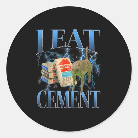 Ik eet cement vervloekte kat grappig vreemd specif ronde sticker (Voorkant)