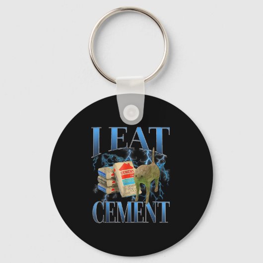 Ik eet cement vervloekte kat grappig vreemd specif sleutelhanger (Voorkant)
