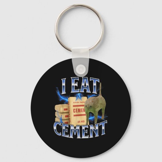 Ik Eet Cement Vervloekte Kat Grappig Vreemd Specif Sleutelhanger (Voorkant)