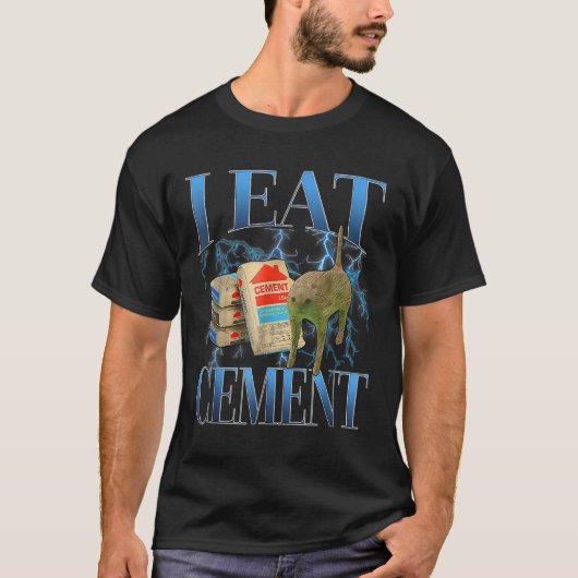 Ik eet cement vervloekte kat grappig vreemd specif t-shirt (Voorkant)
