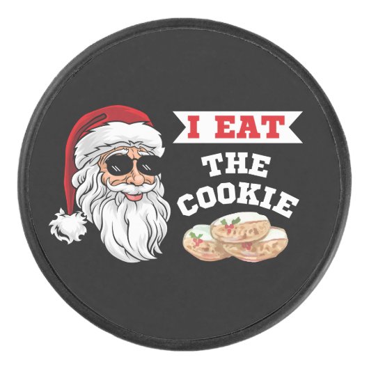 Ik eet de Cookie Funny Dirty Joke Kerstmis Hockey Puck (Voorkant)