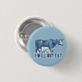 Ik eet geen koeienbadge ronde button 3,2 cm (Voorkant /achterkant)