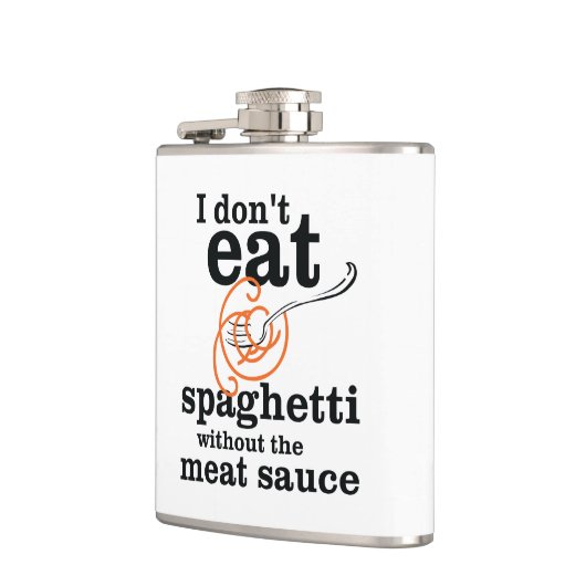Ik eet geen spaghetti zonder de vleessaus heupfles (Links)