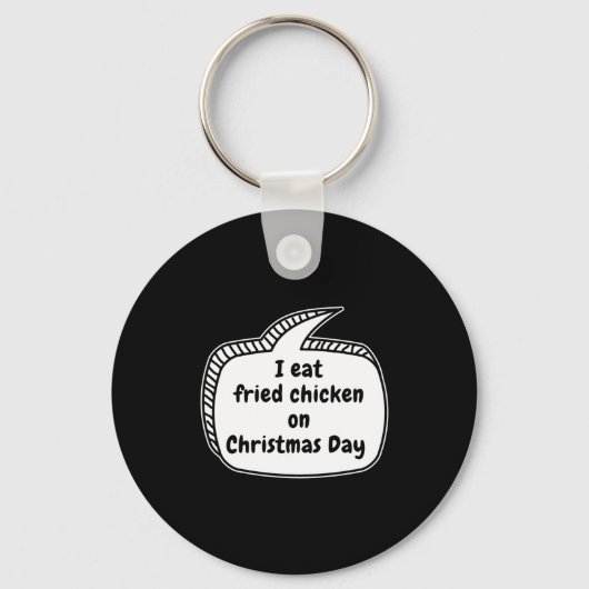 Ik Eet Gefrituurde Kip Op Kerstdag Spreekballon Sleutelhanger (Voorkant)