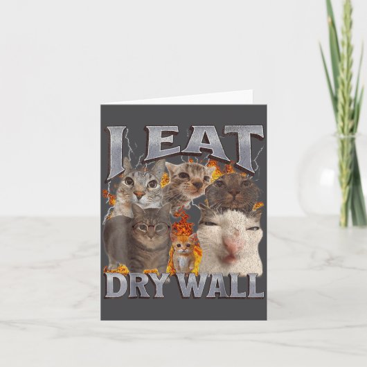 Ik eet gipsplaat Funny Cat Meme Bootleg Grafisch Kaart (Voorkant)