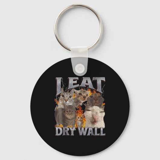 Ik Eet Gipsplaat Grappige Kat Meme Bootleg Grafisc Sleutelhanger (Voorkant)