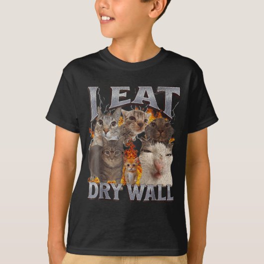 Ik Eet Gipsplaat Grappige Kat Meme Bootleg Grafisc T-shirt (Voorkant)