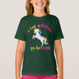 Ik eet glitter voor het ontbijt grappige kinder ee t-shirt