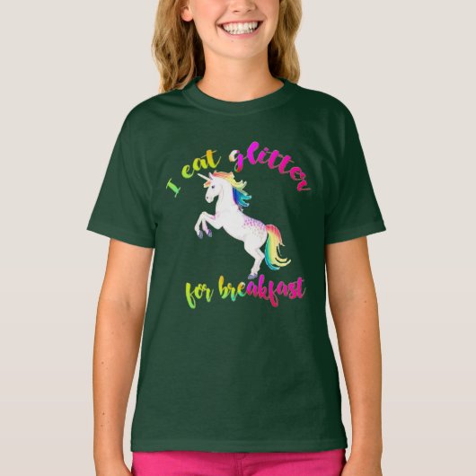 Ik eet glitter voor het ontbijt grappige kinder ee t-shirt (Voorkant)