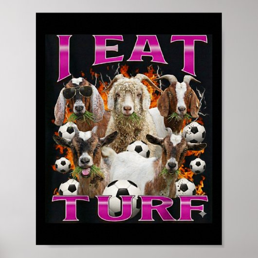 Ik Eet Gras Grappige Geit Zwartsmarktkopie Grafisc Poster (Voorkant)