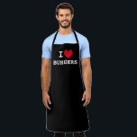 Ik eet hamburgers | Grappig BBQ schort voor vleesl<br><div class="desc">Ik eet hamburgers | Grappig BBQ schort voor vleesliefhebber.  Ik hou van sjabloon design. Barbecue schorten in elke kleur. Leuk cadeau idee voor vrienden,  familie,  chef-kok,  kok,  vader,  food truck werknemer,  grillmaster,  opa,  oom etc. Zwarte of aangepaste kleur koken schorten.</div>