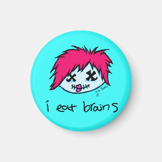 "ik eet hersenen" Trendy Zombie Magneet (Voorkant)