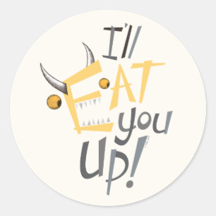 Ik eet je op grafisch ronde sticker