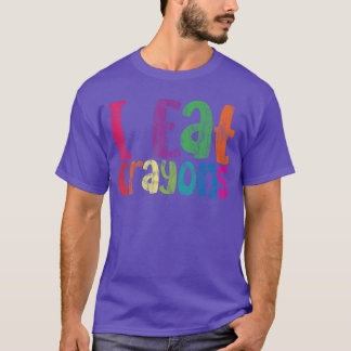 Ik eet kleurpotloden retro t-shirt
