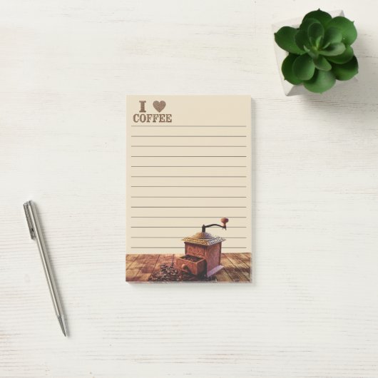 Ik eet koffie en koffiemolen post-it® notes (Kantoor)