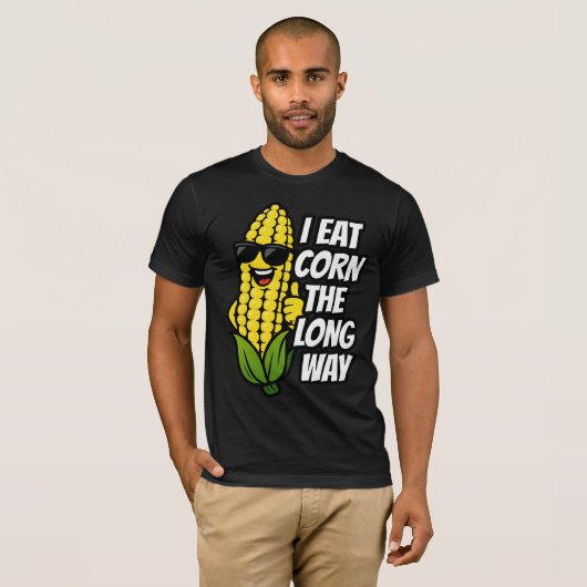 Ik eet maïs de lange weg volwassen humor t-shirt (Voorkant volledig)
