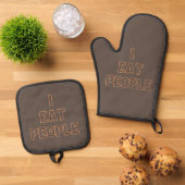 ik eet mensen ovenwant & pannenlap set (Top down)