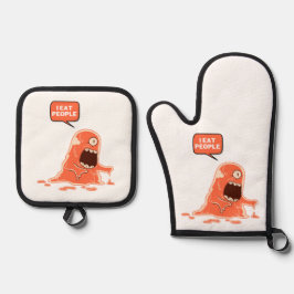 ik eet mensen ovenwant & pannenlap set