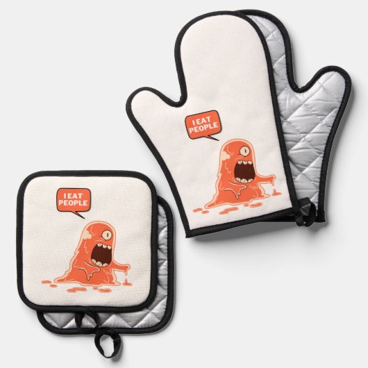 ik eet mensen ovenwant & pannenlap set (Voorkant / Achterkant)