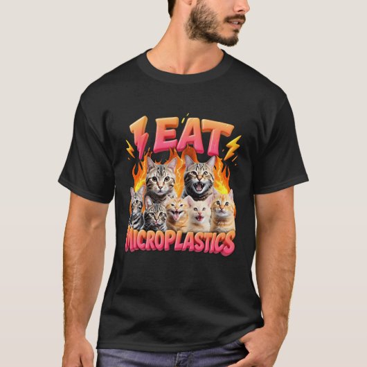 Ik Eet Microplastics Grappige Cat Meme Bootleg Gra T-shirt (Voorkant)