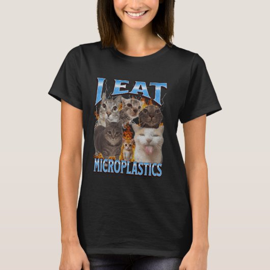 Ik Eet Microplastics Grappige Cat Meme Bootleg Gra T-shirt (Voorkant)