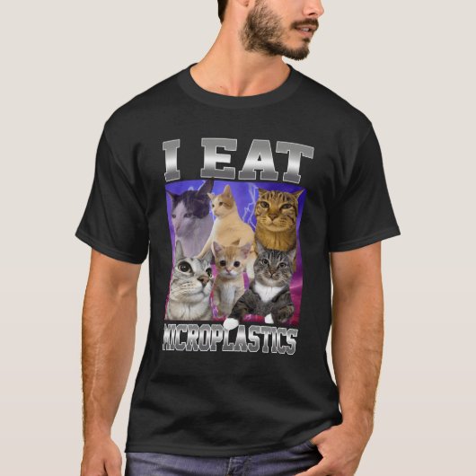 Ik Eet Microplastics Grappige Kat Meme Bootleg Gra T-shirt (Voorkant)