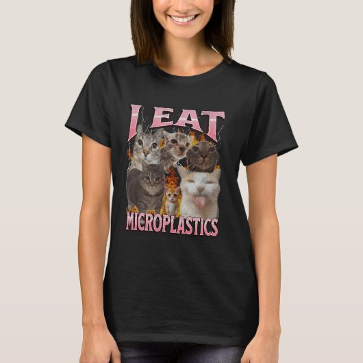 Ik Eet Microplastics Grappige Kat Meme Bootleg Gra T-shirt (Voorkant)