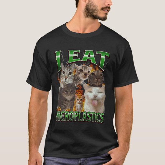 Ik Eet Microplastics Grappige Kat Meme Bootleg Gra T-shirt (Voorkant)