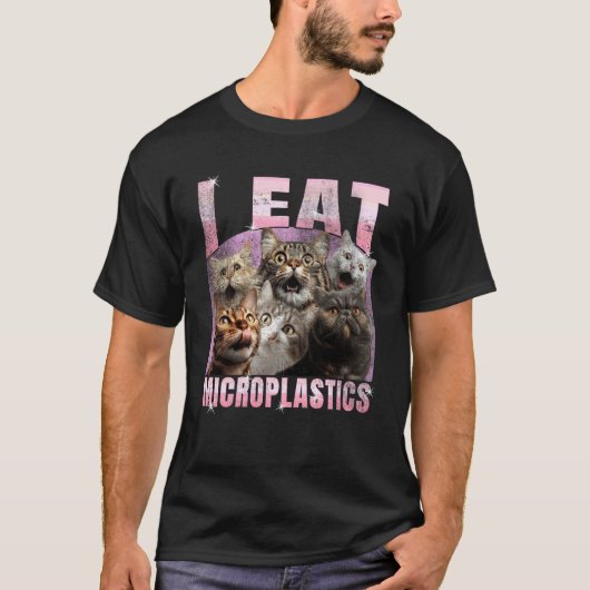 Ik Eet Microplastics Grappige Kat Meme DIY T-shirt (Voorkant)