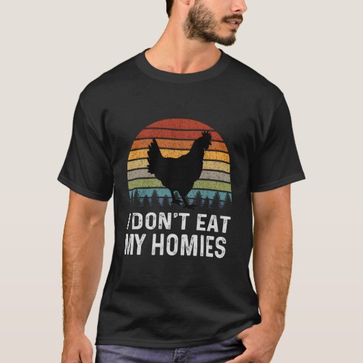 Ik eet mijn homies niet Retro Veganisme T-shirt (Voorkant)