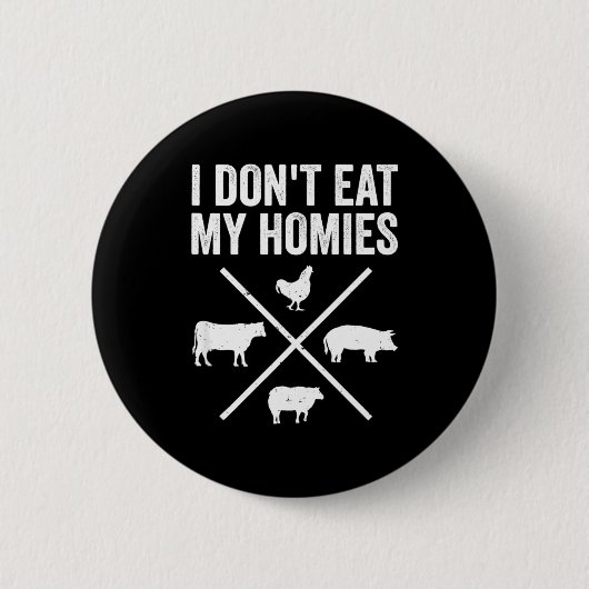 Ik Eet Mijn Maten Niet Grappig Vegetarisch Ronde Button 5,7 Cm (Voorkant)