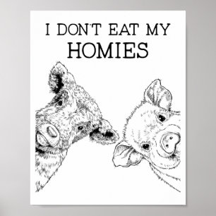 Ik Eet Mijn Maten Niet Grappige Vegetarische Vegan Poster
