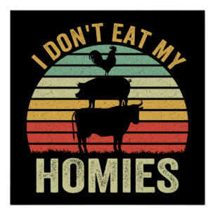 Ik Eet Mijn Vrienden Niet Grappig Vegan Retro Cade Perfect Poster