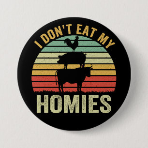 Ik Eet Mijn Vrienden Niet Grappig Vegan Retro Cade Ronde Button 7,6 Cm