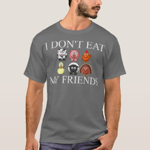 Ik eet mijn vrienden niet... grappige Vegan Cute V T-shirt