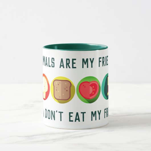 Ik eet mijn vrienden niet op - vegans mok (Midden)