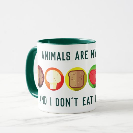 Ik eet mijn vrienden niet op - vegans mok (Voorkant links)