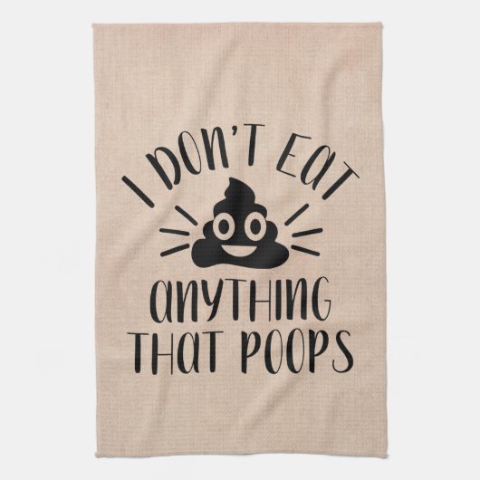 Ik eet niets dat poeps, Vegan Theedoek (Verticaal)